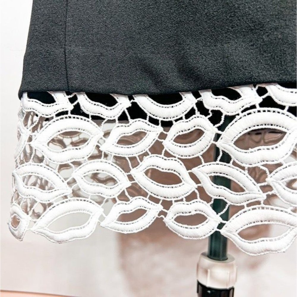Betsey Johnson  Sz 18W  Black Sleeveless  White Lace  Flounce Dress - Picture 6 of 7